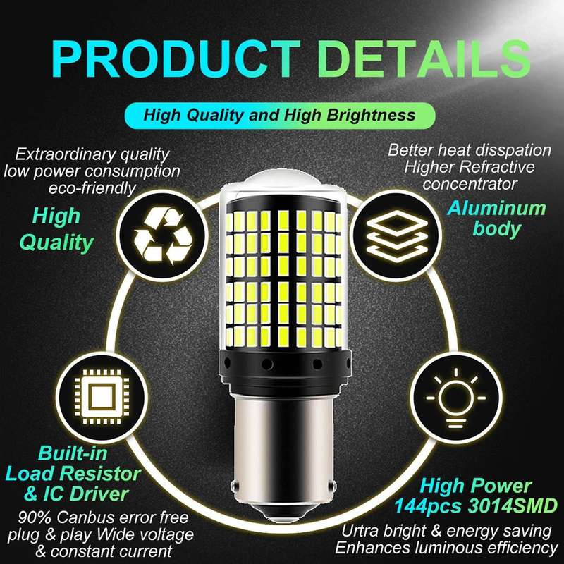 20pcs Led Bulbs 7440 W21w T20 Wy21w Led 3014 144smd 24w 6000k
