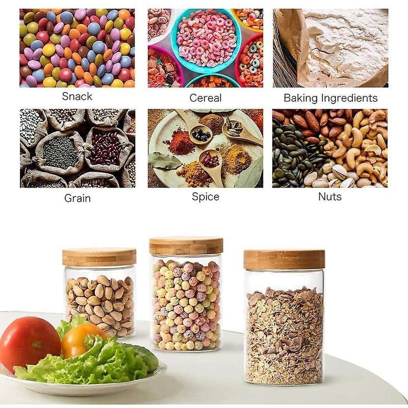 Glass Jars with Lids, Kitchen Storage Containers for Storing, 6 Pack