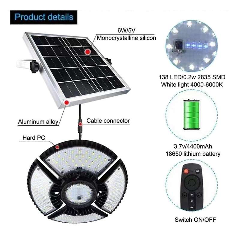 4heads Solar Pendant Lights with Remote for Garden Yard White Light