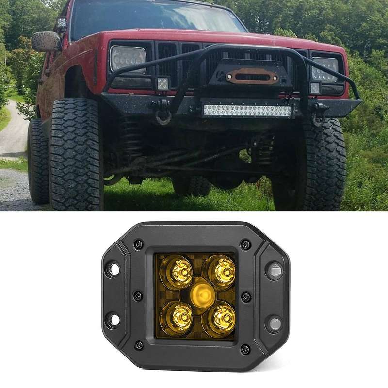 Square Fog Light Yellow Light for Car Truck Atv Trailer Motorcycle