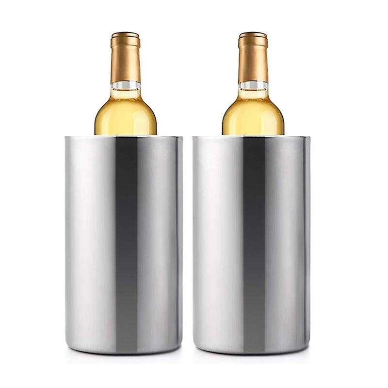 2 Pack Stainless Steel Double Wall Wine Cooler Bucket, with Clamp
