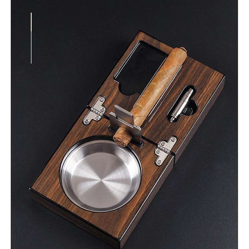 Cigar Ashtray Include Cigar Cutter Holder and Hole Opener Cigar Case
