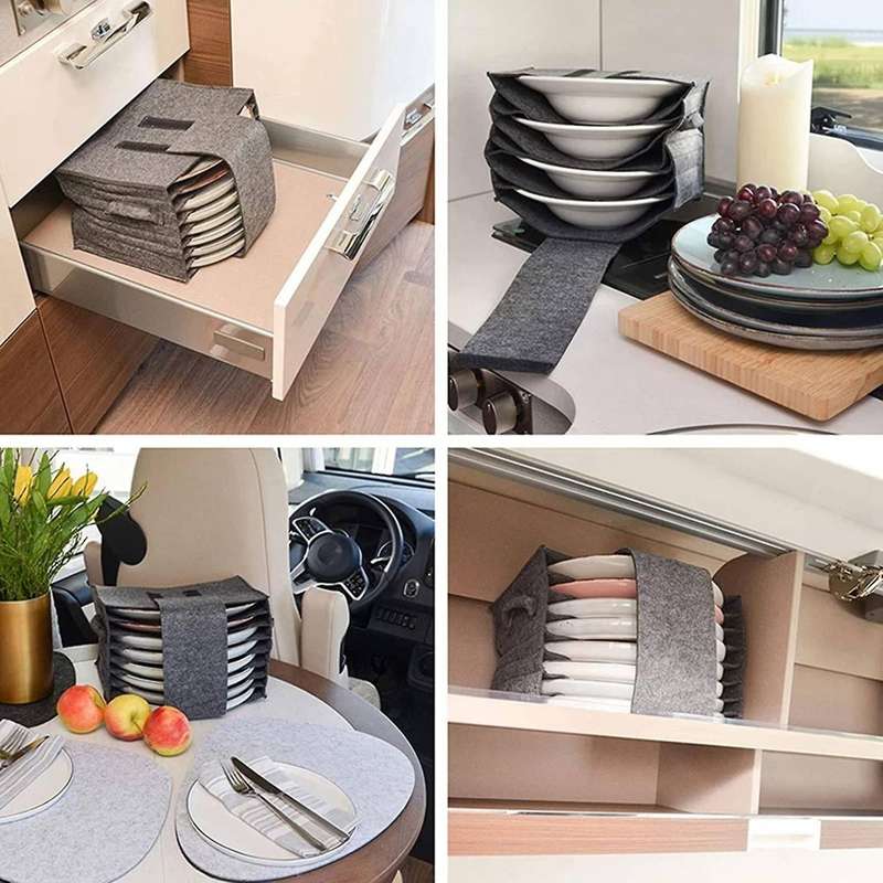 Plate Storage Holder Bag for Kitchen Felt Plate Dish Containers