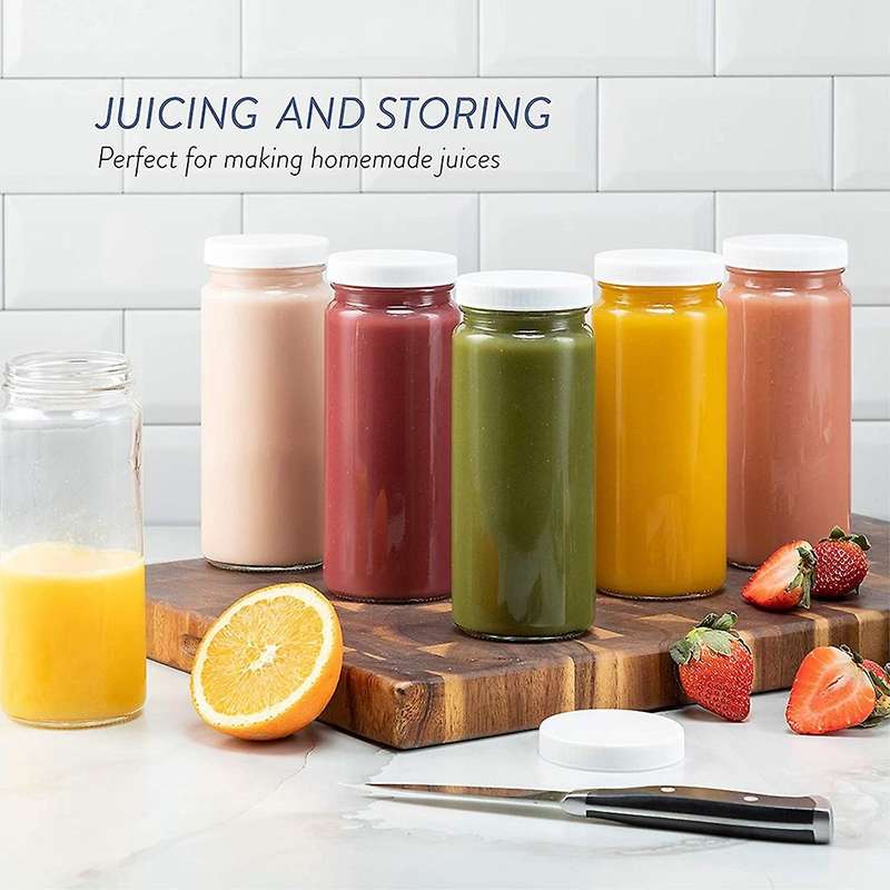 Travel Glass Drinking Bottle 16 Ounce [6 Pack],for Juicing, Smoothies