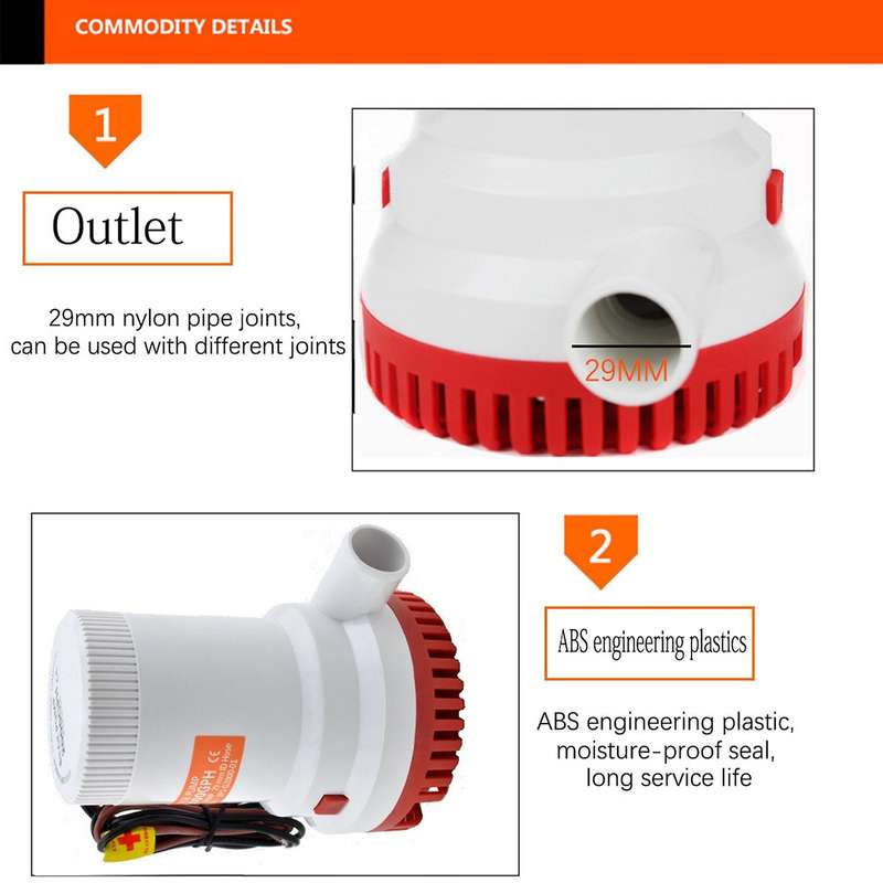 Dc 12v Automatic Bilge Pump Submersible Boat Water Pump Electric Pump