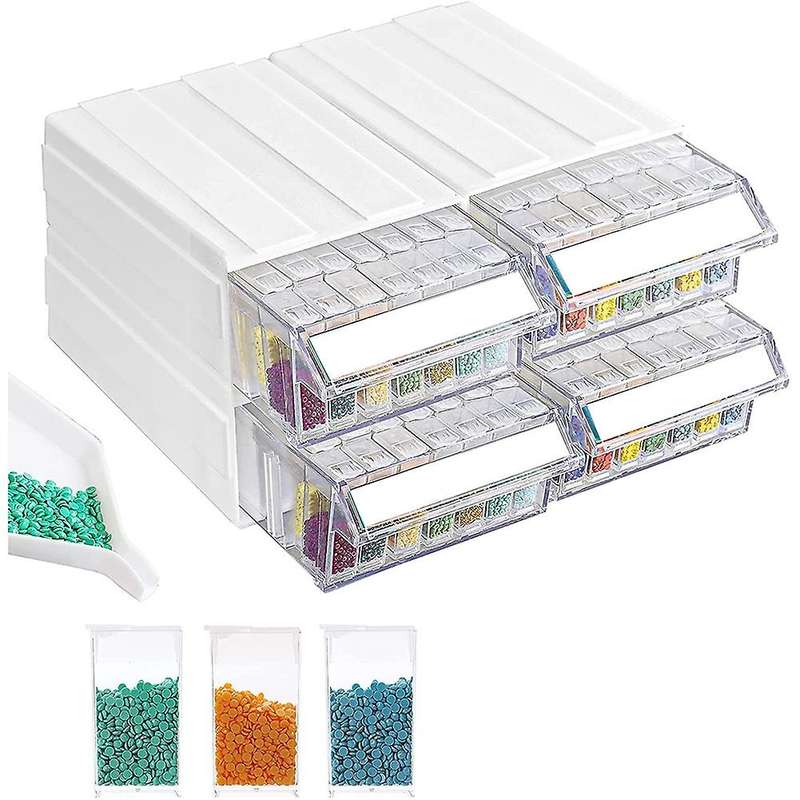 4 Packs Diamond Painting Containers 140 Slots Stackable Craft