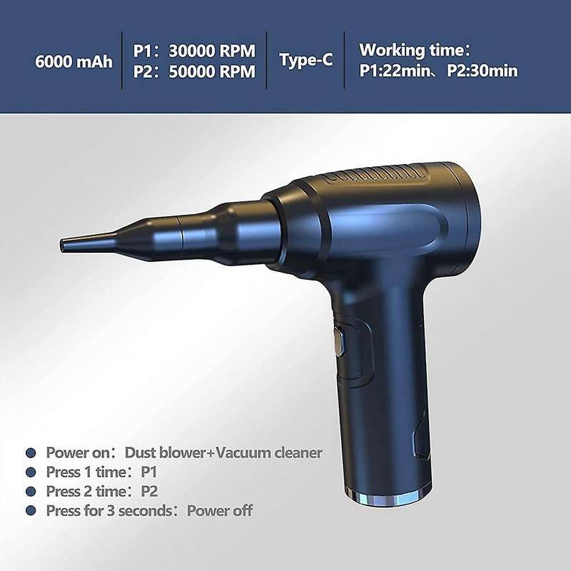 Compressed Air Duster, 2-in-1 Vacuum ,keyboard Cleaner, 50,000rmp