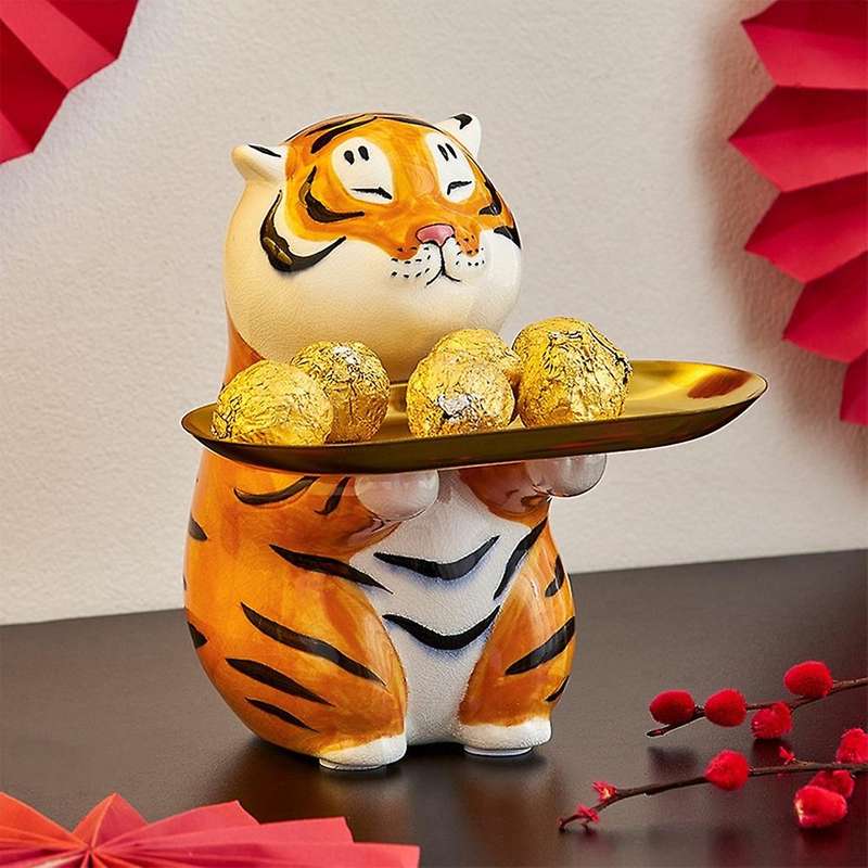 Tiger Statues Storage Box Animal Sculptures Living Room Decor Home B