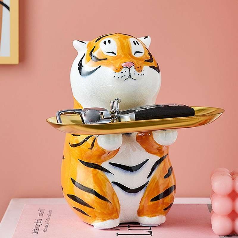 Tiger Statues Storage Box Animal Sculptures Living Room Decor Home B