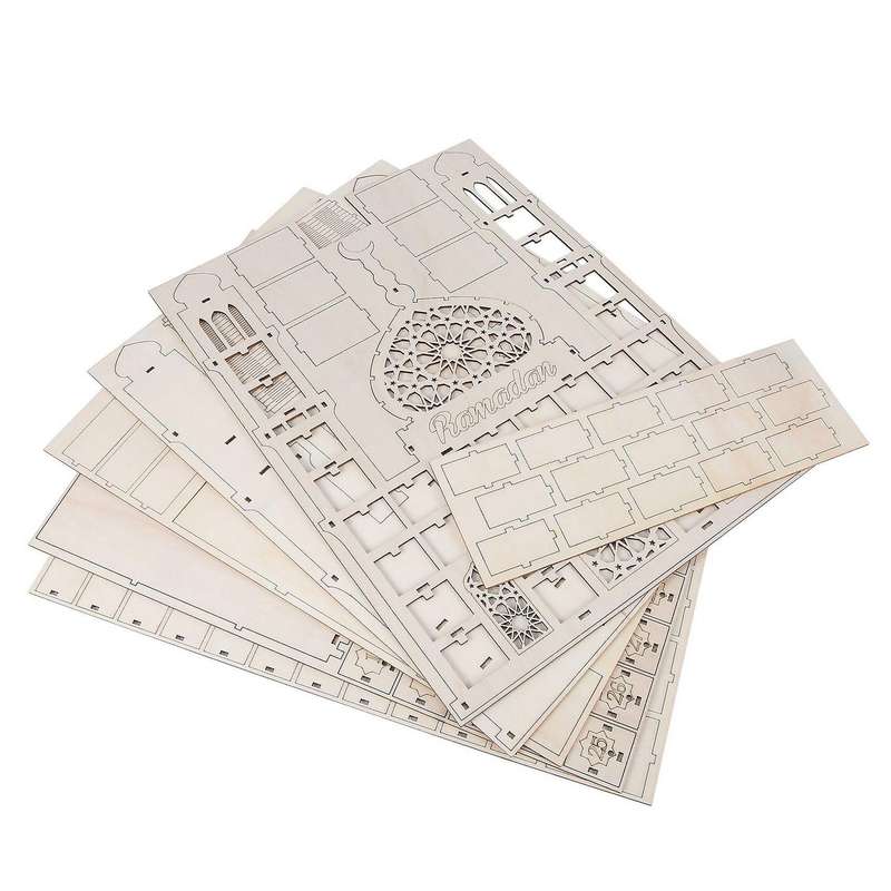 2x Eid Mubarak Countdown Calendar Diy Wood for Home Decoration 2