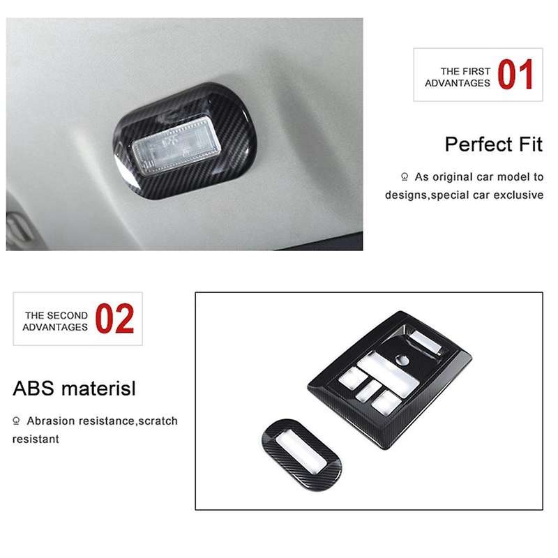 Front Rear Reading Lamp Stickers for Dodge Ram 10-15, Carbon Fiber