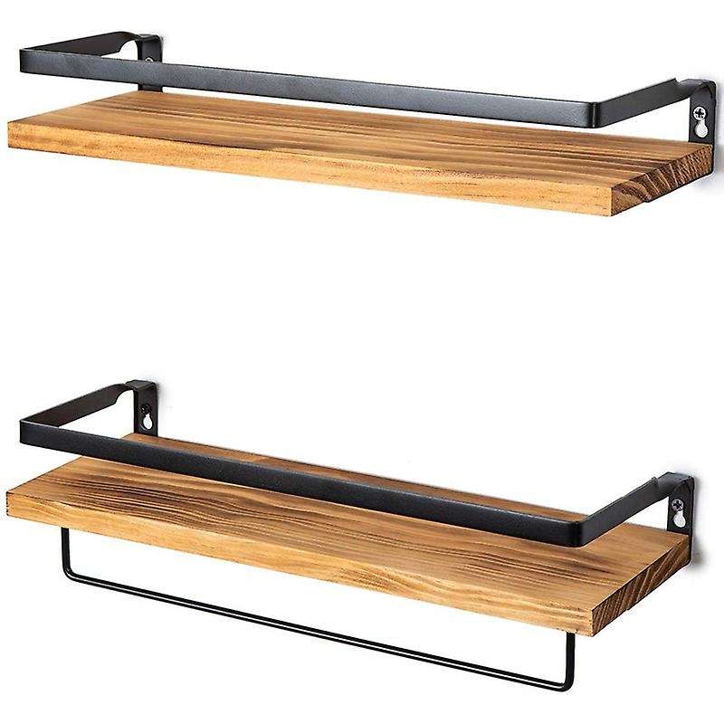 Floating Wall Shelves Wooden Floating Shelves-brown-set Of 2