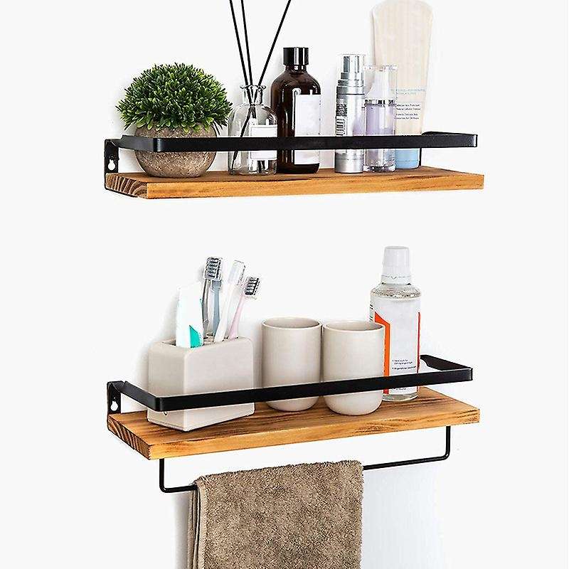 Floating Wall Shelves Wooden Floating Shelves-brown-set Of 2