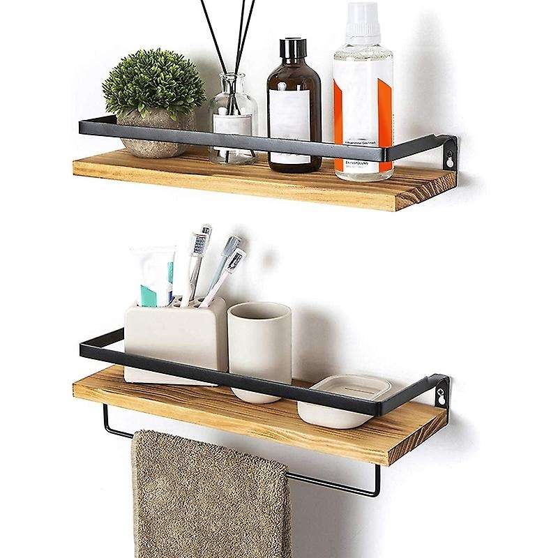 Floating Wall Shelves Wooden Floating Shelves-brown-set Of 2