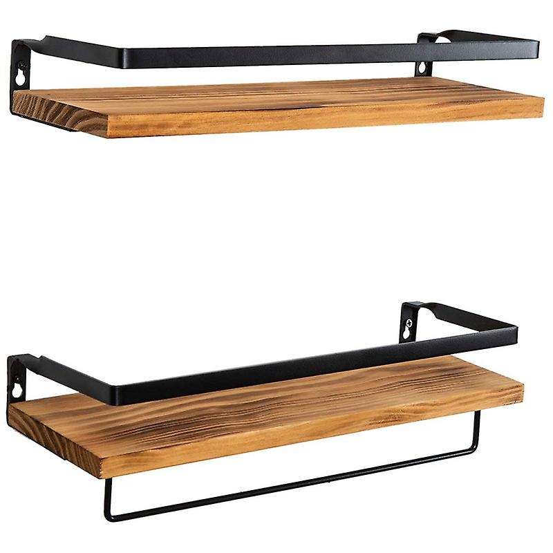 Floating Wall Shelves Wooden Floating Shelves-brown-set Of 2