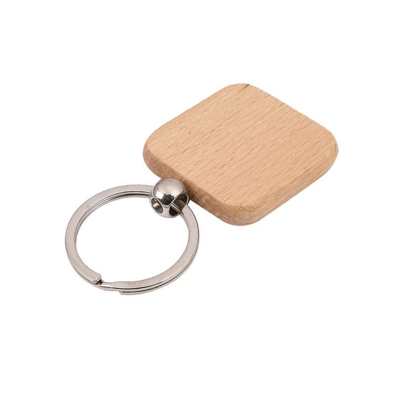 120pcs Blank Square Wooden Keychain Diy Key Tag Gift