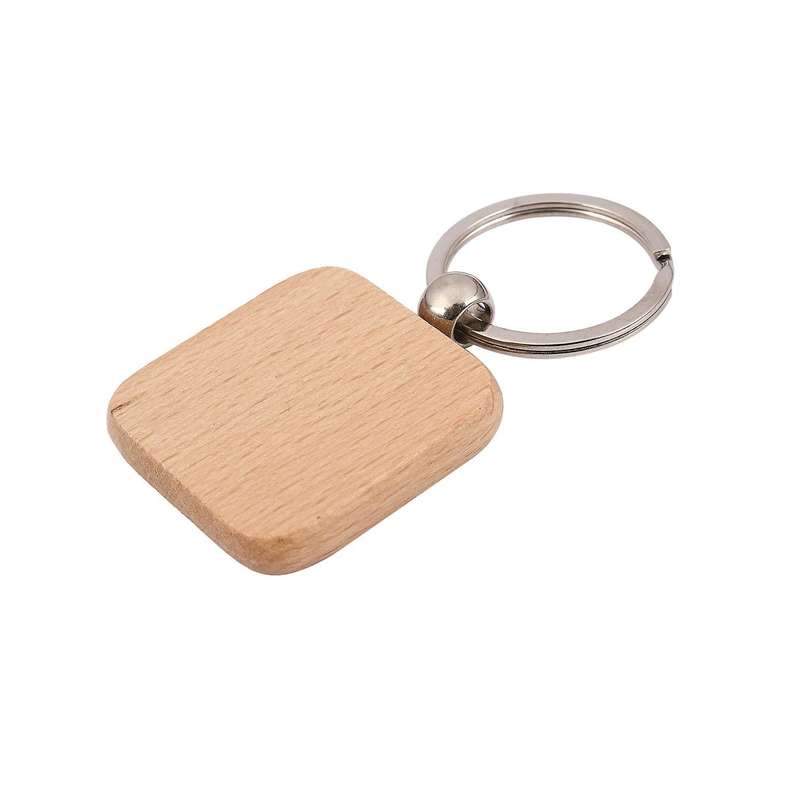 120pcs Blank Square Wooden Keychain Diy Key Tag Gift