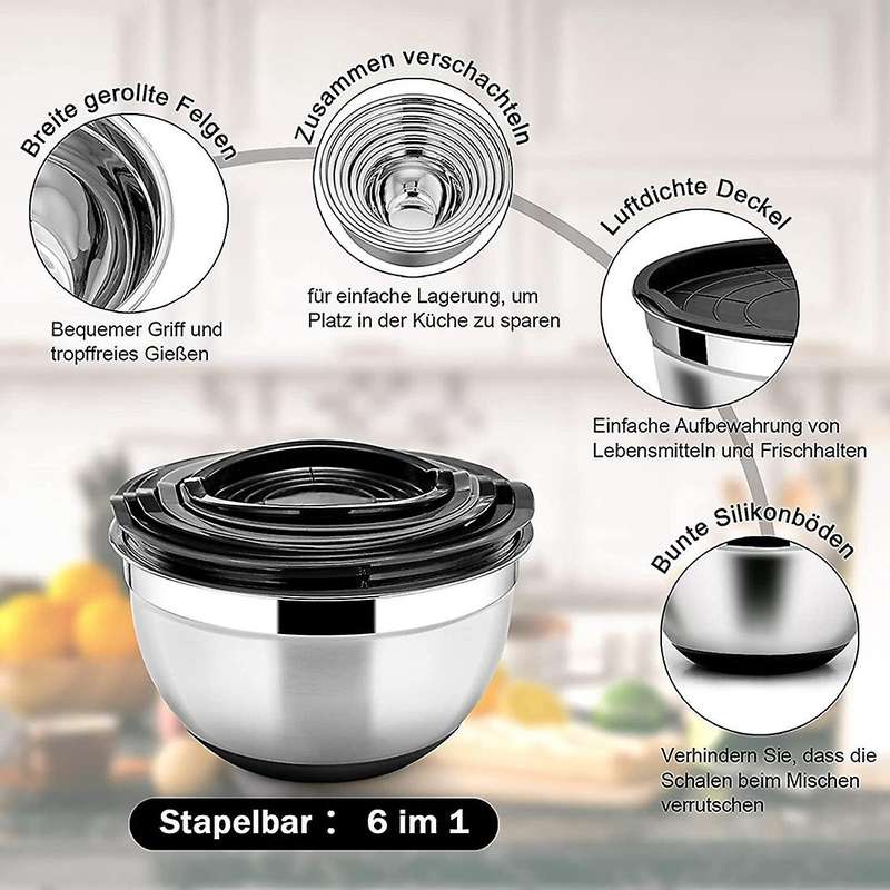Mixing Bowl,stainless Steel Bowl Set with Lid,for Cooking,baking