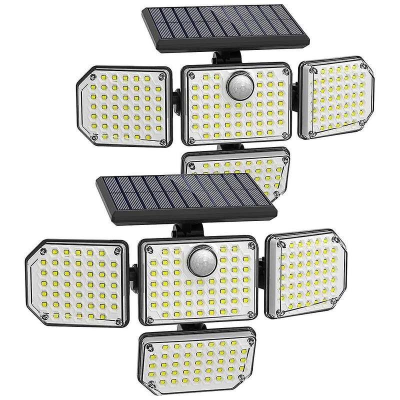 2600lm 4 Head Solar Lights, 3 Modes Solar Flood Lights Outdoor