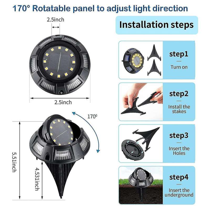 Solar Ground Lights 8pack for Patio Pathway Lawn Yard Deck Garden A