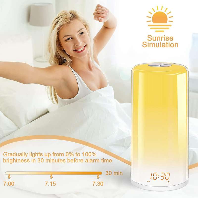 Wake Up Light Sunrise Simulation Alarm Clock for Kids Heavy Sleepers