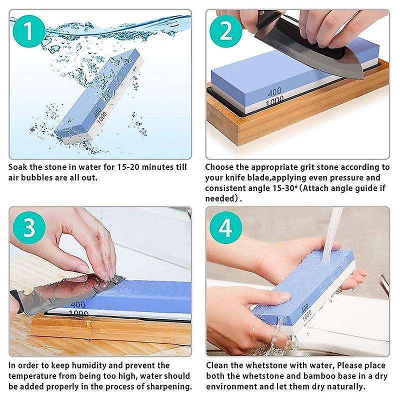 Sharpening Stone Whetstone Set 4 Side Grit 400/1000 3000/8000