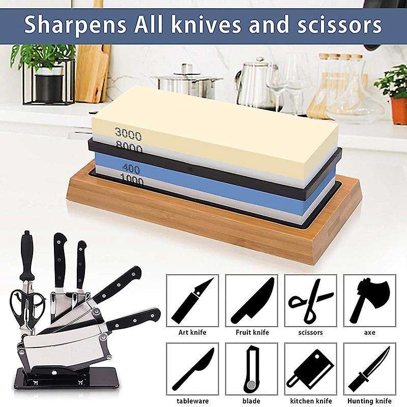 Sharpening Stone Whetstone Set 4 Side Grit 400/1000 3000/8000