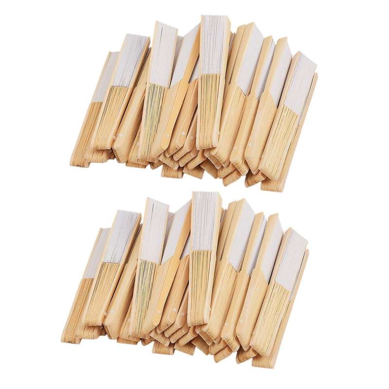 30 Pcs Folding Paper Hand Fan Gift Birthday Party Decoration(white)