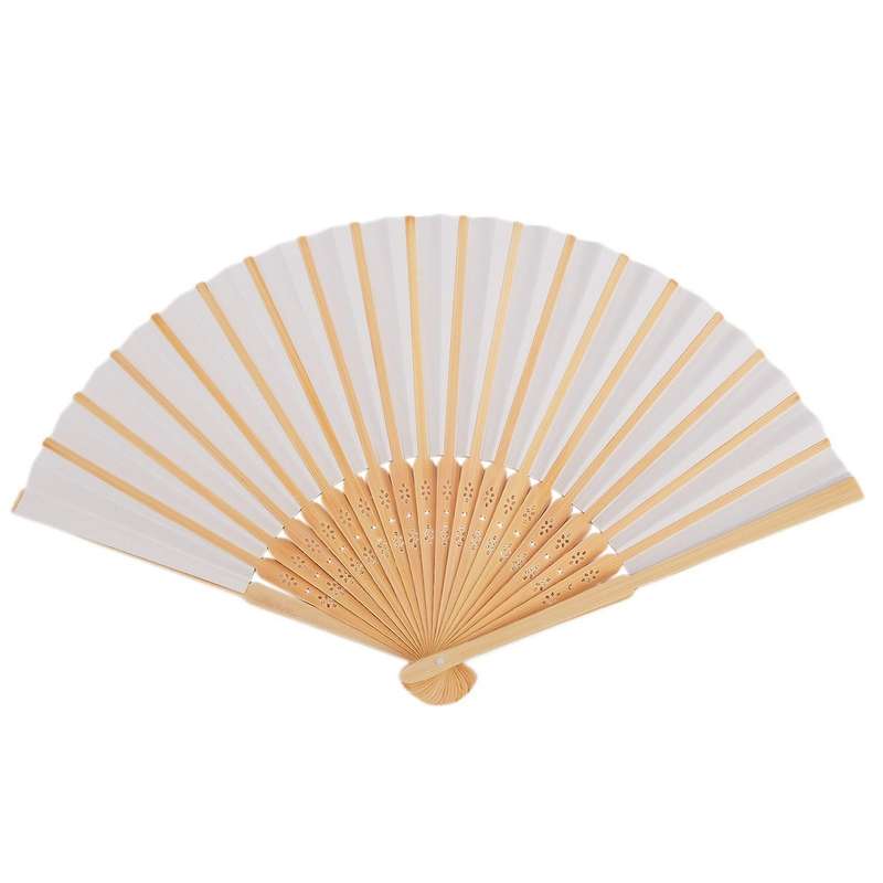30 Pcs Folding Paper Hand Fan Gift Birthday Party Decoration(white)
