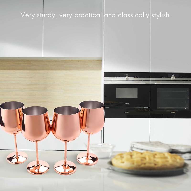 Wine Glass Set Of 4 Stainless Steel Wine Glasses,home,500ml/17 Ounces