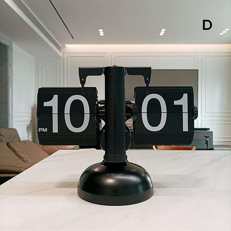 Flip Desk Clock - Home Office School Decoration, Black