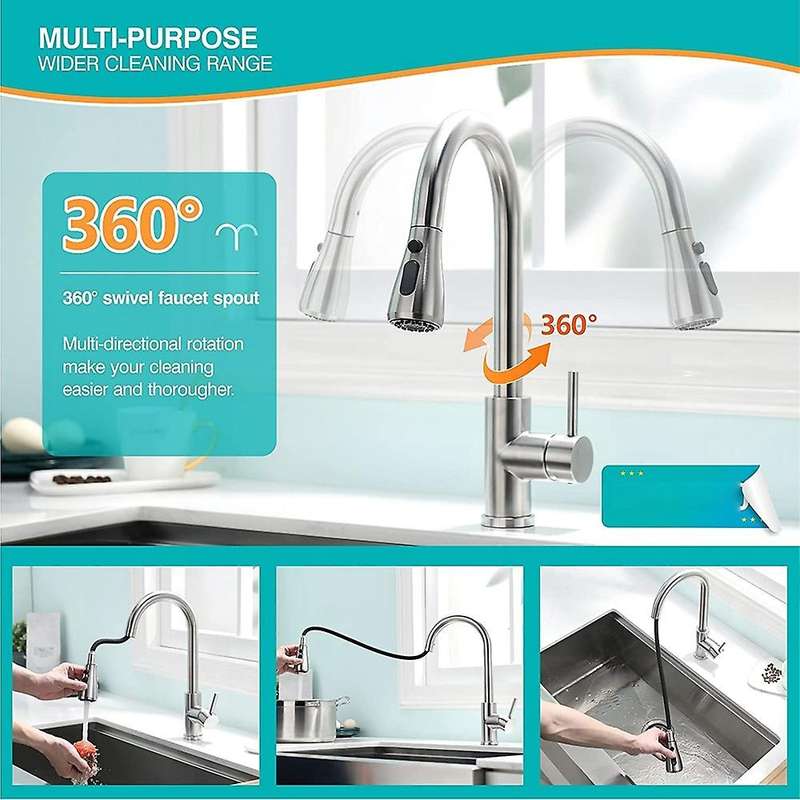 Kitchen Faucet with Pull Down Sprayer Brushed Nickel, High Arc