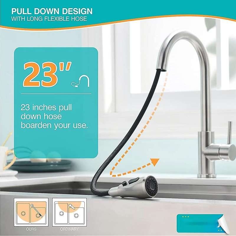 Kitchen Faucet with Pull Down Sprayer Brushed Nickel, High Arc