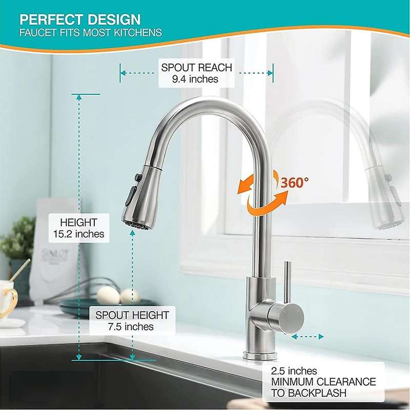 Kitchen Faucet with Pull Down Sprayer Brushed Nickel, High Arc