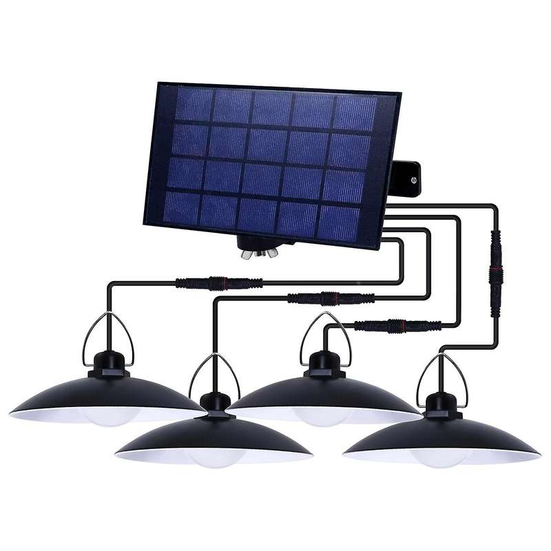 Solar Light Portable Camping Lamp Outdoor Four Heads Cold White 30w