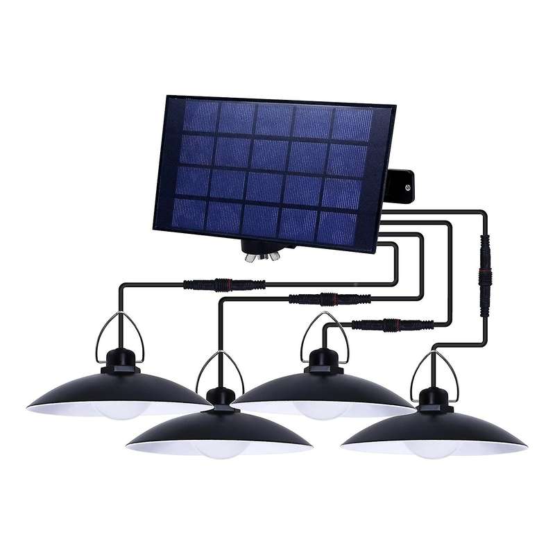 Solar Light Portable Camping Lamp Outdoor Four Heads Warm White 30w