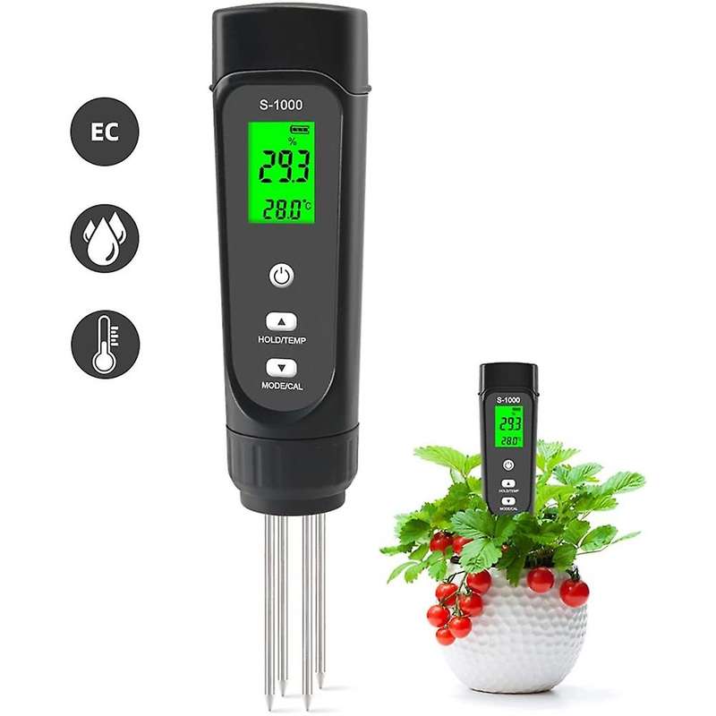 Soil Ec Meter 3-in-1 Moisture Tester with Atc, for Garden, Lawn, Farm