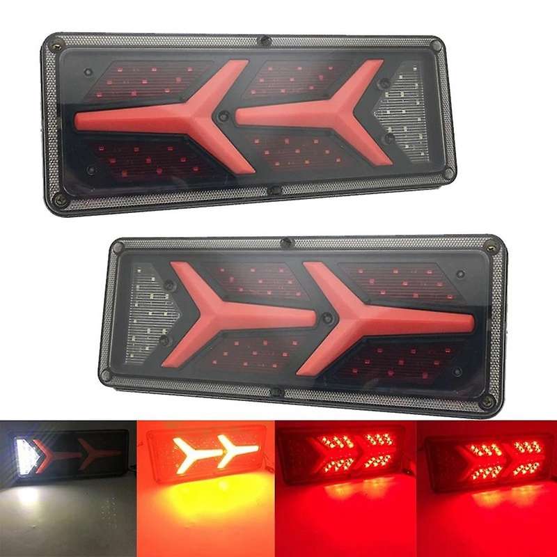 2 Pcs Waterproof 24v Led Lights Truck Stop Rear Signal Lamp (41cm)