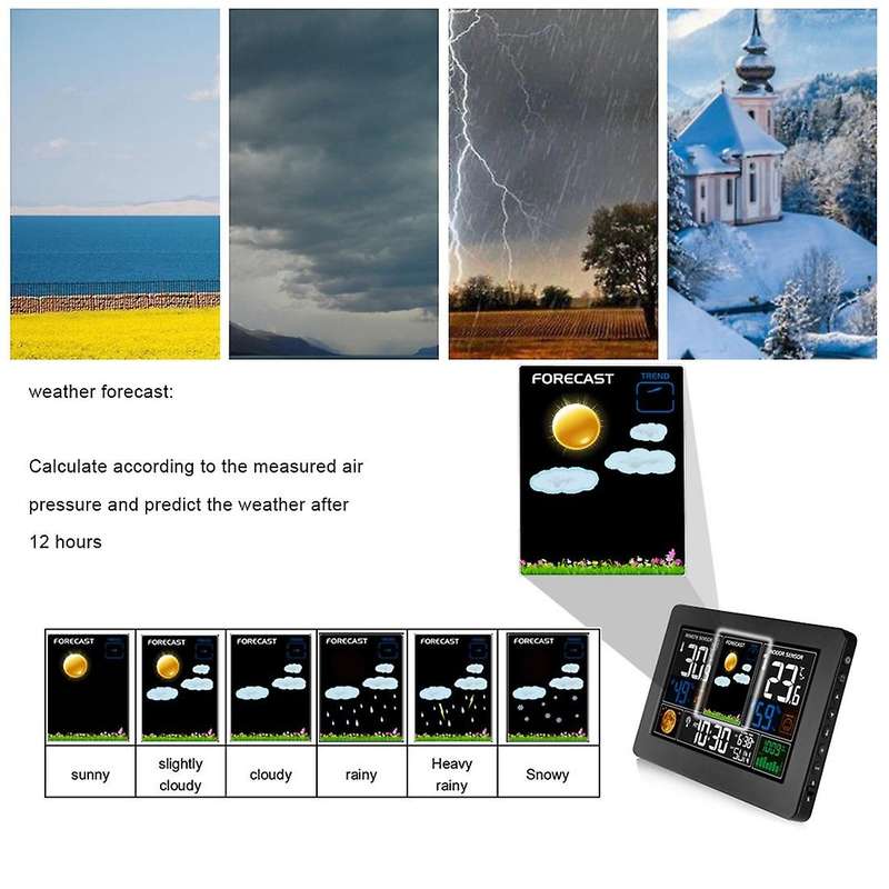Weather Station Clocks Wireless Indoor Outdoor Thermometer Eu Plug