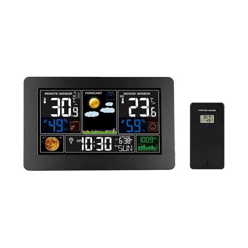 Weather Station Clocks Wireless Indoor Outdoor Thermometer Eu Plug