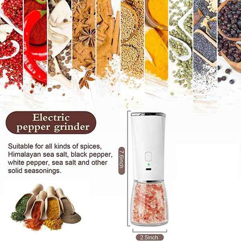2 Pack Electric Pepper Grinder, Rechargeable Salt Pepper Grinder Mill