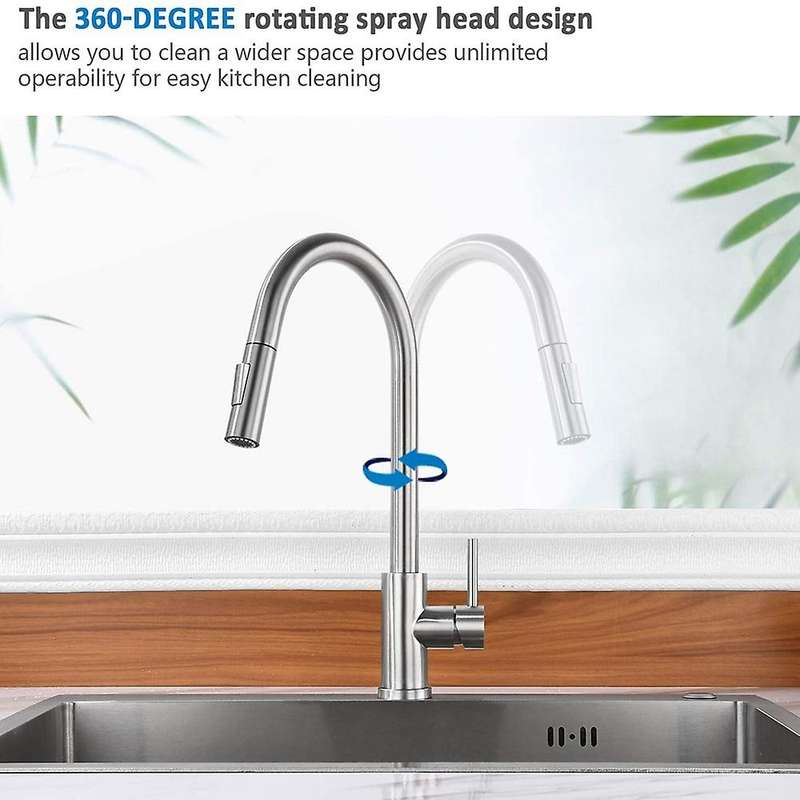 Kitchen Stainless Steel Pull Down Sprayer Faucet with Deck Plate