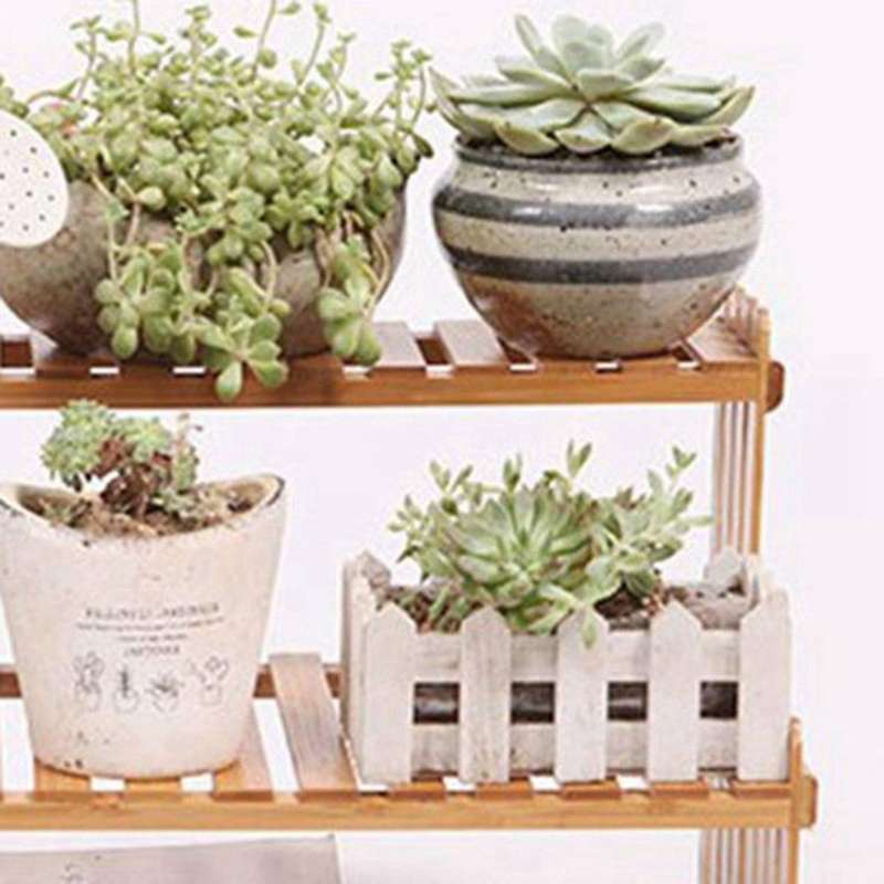 Rack Bamboo Flower Stand Plant Shelves Decorative Storage Shelf