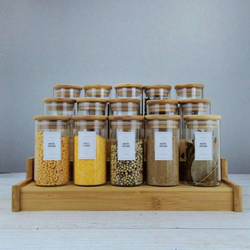 2x 3-tier Non-expandable Bamboo Spice Rack Step Shelf Organizer