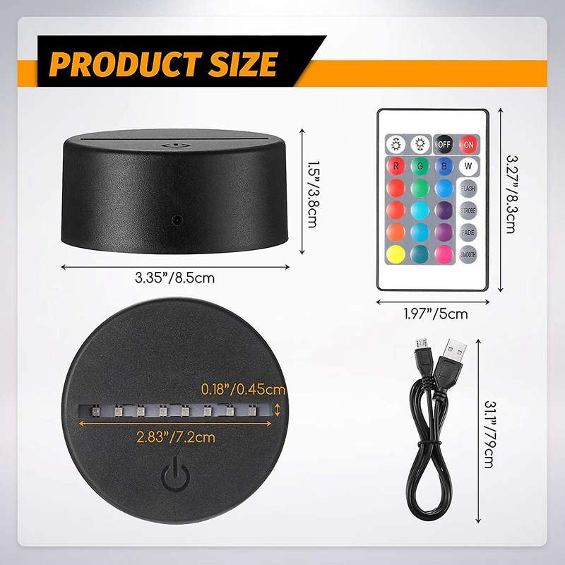 3d Night Led Light Lamp Base 16 Colors Led Light Display Base