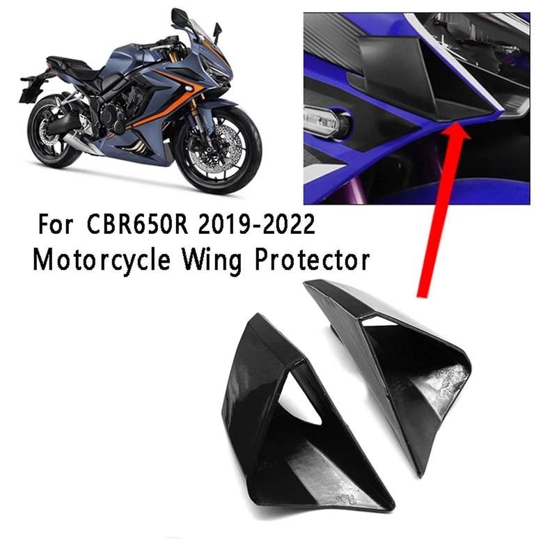2pcs Black Motorcycle Wing Protector Fairing Winglets Fin Trim Cover