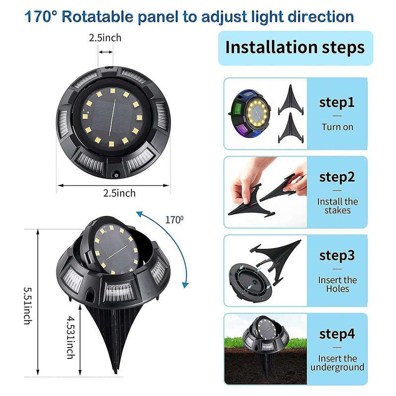 Solar Ground Lights 8pack for Patio Pathway Lawn Yard Deck Garden B