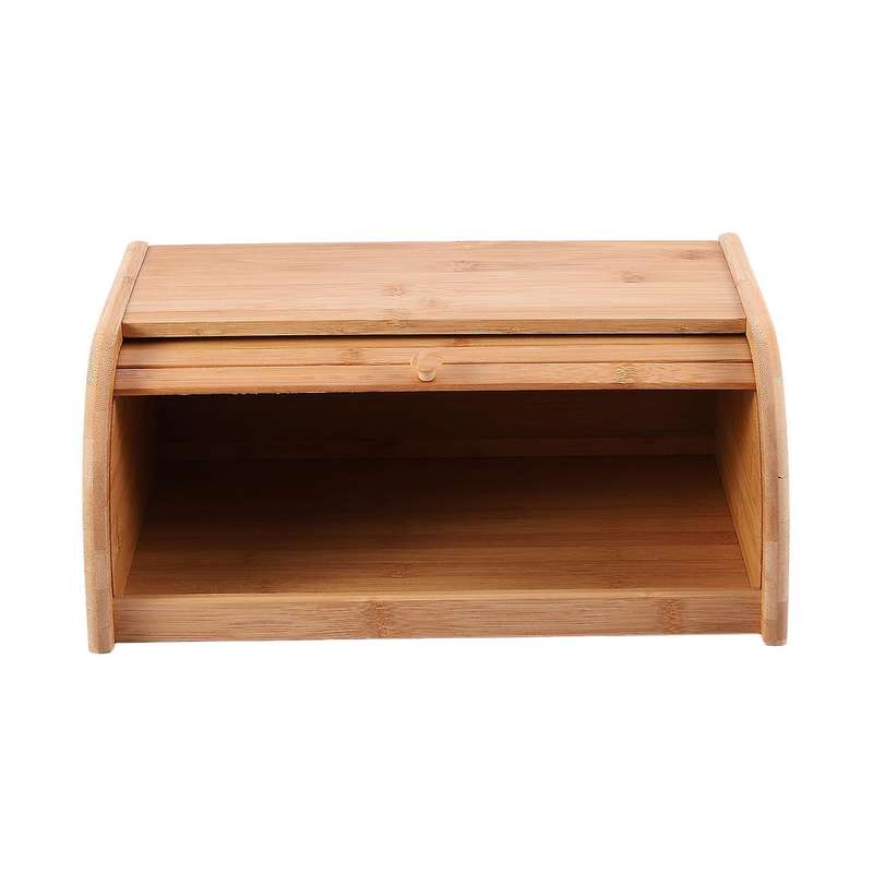 Natural Bamboo Food Storage Container Kitchen Roll Top Bread Box