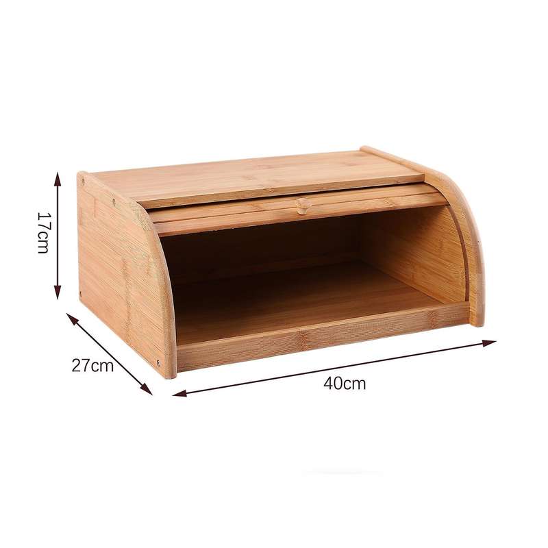 Natural Bamboo Food Storage Container Kitchen Roll Top Bread Box