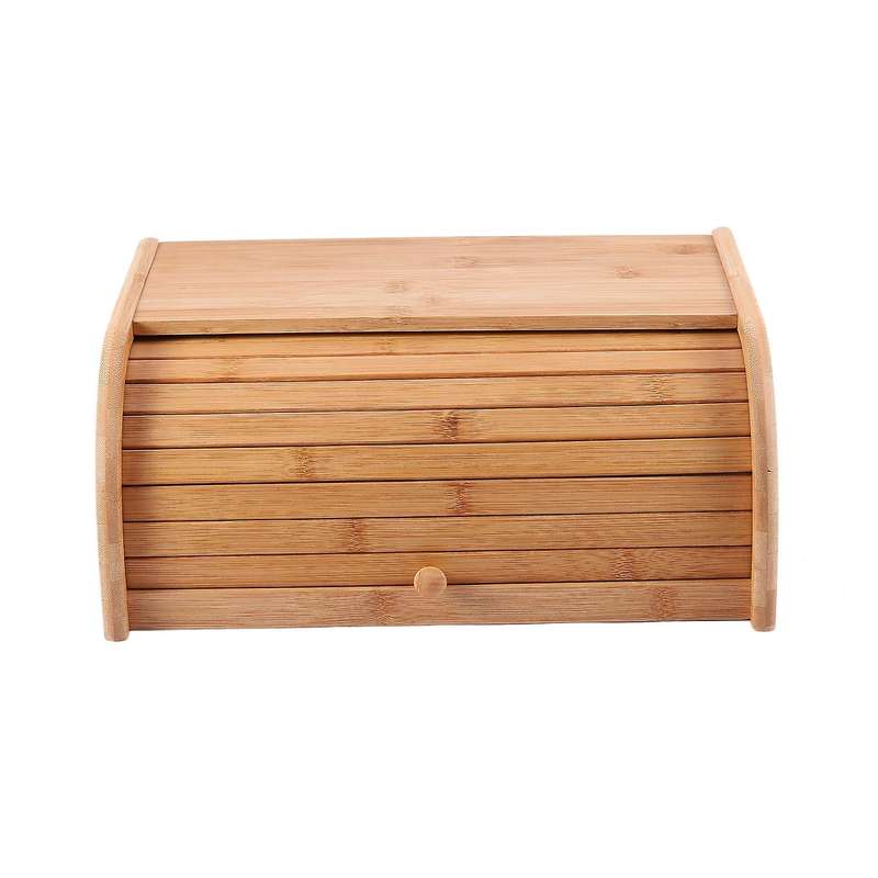 Natural Bamboo Food Storage Container Kitchen Roll Top Bread Box